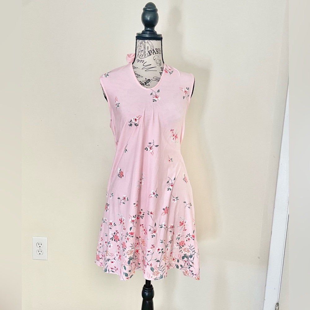 Time & Tru Pink Floral Tie Dress Womens Size Large